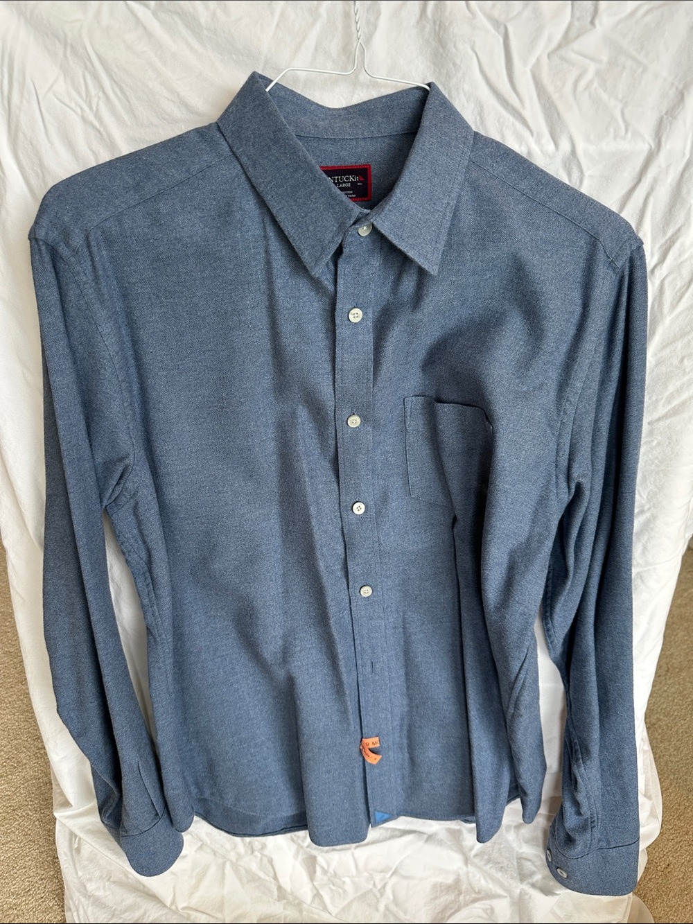 UNTUCKit Men's Long-Sleeve Button-Up flannel Shirt in Slate Blue